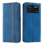 For Xiaomi Poco M4 Pro 4G International Version Splicing Skin Feel Magnetic Leather Phone Case(Blue)
