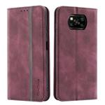For Xiaomi Poco X3 / X3 Pro Splicing Skin Feel Magnetic Leather Phone Case(Wine Red)