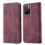 For Xiaomi Redmi Note 11 5G CN Version Splicing Skin Feel Magnetic Leather Phone Case(Wine Red)