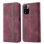 For Xiaomi Redmi Note 11 Pro 5G CN Version Splicing Skin Feel Magnetic Leather Phone Case(Wine Red)