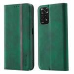 For Xiaomi Redmi Note 11S International Version Splicing Skin Feel Magnetic Leather Phone Case(Green)
