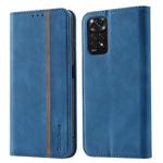For Xiaomi Redmi Note 11S International Version Splicing Skin Feel Magnetic Leather Phone Case(Blue)