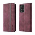 For Samsung Galaxy A33 5G Splicing Skin Feel Magnetic Leather Phone Case(Wine Red)