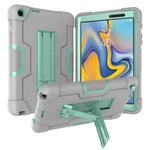For Galaxy Tab A 8.0 & S Pen (2019) P200 Contrast Color Silicone + PC Combination Case with Holder(Grey + Aqua)