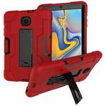 For Galaxy Tab A 8.0 (2018) T387  Contrast Color Silicone + PC Combination Case with Holder(Red + Black)