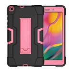 For Galaxy Tab A 8.0 (2019) T290  Contrast Color Silicone + PC Combination Case with Holder(Black + Rose Red)