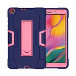 For Galaxy Tab A 8.0 (2019) T290  Contrast Color Silicone + PC Combination Case with Holder(Navy Blue + Rose Red)