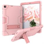 For Galaxy Tab A 10.1 (2019) T510 Contrast Color Silicone + PC Combination Case with Holder(Rose Gold)