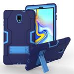 For Galaxy Tab A 10.5 T590  Contrast Color Silicone + PC Combination Case with Holder(Navy Blue + Blue)