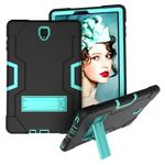 For Galaxy Tab S4 10.5 T830 Contrast Color Silicone + PC Combination Case with Holder(Black + Aqua)