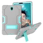 For Galaxy Tab S4 10.5 T830 Contrast Color Silicone + PC Combination Case with Holder(Grey + Aqua)