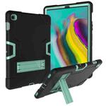 For Galaxy Tab S5e T720 Contrast Color Silicone + PC Combination Case with Holder(Black + Aqua)