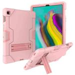 For Galaxy Tab S5e T720 Contrast Color Silicone + PC Combination Case with Holder(Rose Gold)