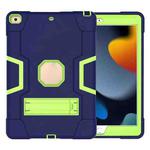 For iPad 10.2 Contrast Color Silicone + PC Combination Case with Holder(Navy Blue +Olivine)