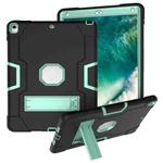 For iPad 10.5 Contrast Color Silicone + PC Combination Case with Holder(Black + Aqua)
