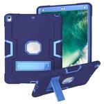 For iPad 10.5 Contrast Color Silicone + PC Combination Case with Holder(Navy Blue + Blue)