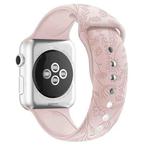 Butterflies Love Flower Embossing Silicone Watch Band For Apple Watch Series 8&7 41mm / SE 2&6&SE&5&4 40mm / 3&2&1 38mm(Pink Sand)