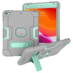 For iPad Mini 5 / 4 Contrast Color Silicone + PC Combination Case with Holder(Grey + Aqua)