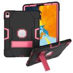 For iPad Pro 11 Contrast Color Silicone + PC Combination Case with Holder(Black + Rose Red)