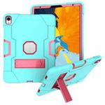 For iPad Pro 11 Contrast Color Silicone + PC Combination Case with Holder(Aqua + Rose Red)
