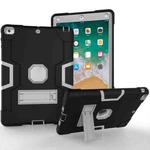 For iPad Air Contrast Color Silicone + PC Combination Case with Holder(Black + Grey)