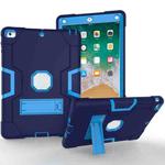 For iPad Air Contrast Color Silicone + PC Combination Case with Holder(Navy Blue + Blue)
