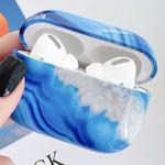 For AirPods Pro Marble Pattern PC Earphone Protective Case(Blue)