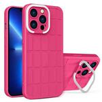 For iPhone 13 Pro Max Cube Lens Holder TPU + PC Phone Case (Rose Red)