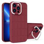 For iPhone 11 Cube Lens Holder TPU + PC Phone Case (Wine Red)