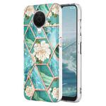 For Nokia G10 / G20 Electroplating Splicing Marble Flower Pattern TPU Shockproof Phone Case(Blue Flower)