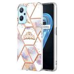For OPPO Realme 9i /A36/A96 4G Electroplating Splicing Marble Flower Pattern TPU Shockproof Phone Case(Crown)