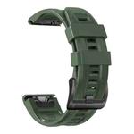 For Garmin Fenix 7 / 6 Pro / 5 Plus 22mm Black Buckle Silicone Watch Band(Army Green)