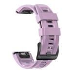 For Garmin Fenix 7 / 6 Pro / 5 Plus 22mm Black Buckle Silicone Watch Band(Light Purple)