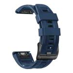 For Garmin Fenix 7X / 6X / 5X 26mm Black Buckle Silicone Watch Band(Dark Blue)