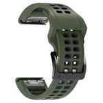 For Garmin Fenix 6X Quick Release Double Row Silicone Watch Band(Army Green Black)