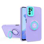 For OPPO A16 / A16s Eagle Eye Ring Holder Phone Case(Purple + Light Green)