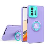 For Xiaomi 11T / 11T Pro Eagle Eye Ring Holder Phone Case(Purple + Light Green)