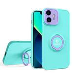 For iPhone 11 Eagle Eye Ring Holder Phone Case (Light Green + Purple)