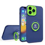 For iPhone 12 Pro Eagle Eye Ring Holder Phone Case(Blue + Green)