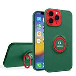 For iPhone 12 Pro Eagle Eye Ring Holder Phone Case(Dark Green + Red)