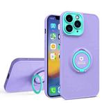 For iPhone 12 Pro Max Eagle Eye Ring Holder Phone Case(Purple + Light Green)