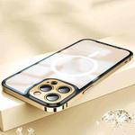 For iPhone 13 Pro Max AG Frosted PC Backplane + Stainless Steel Frame MagSafe Phone Case (Gold)