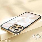 AG Frosted PC Backplane + Stainless Steel Frame MagSafe Phone Case For iPhone 12 Pro Max(Gold)