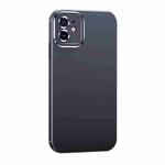 For iPhone 12 Metal Lens Liquid Silicone Phone Case(Black)