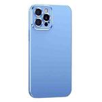 For iPhone 12 Pro Metal Lens Liquid Silicone Phone Case(Blue)