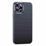 For iPhone 12 Pro Max Metal Lens Liquid Silicone Phone Case(Black)