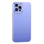 Metal Lens Liquid Silicone Phone Case For iPhone 12 Pro Max(Purple)