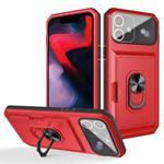 Card Ring Holder PC + TPU Phone Case For iPhone 12(Red+Black)