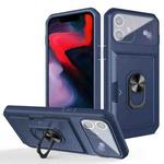 Card Ring Holder PC + TPU Phone Case For iPhone 12(Blue)