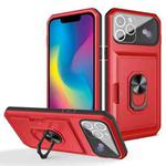 Card Ring Holder PC + TPU Phone Case For iPhone 12 Pro Max(Red+Black)